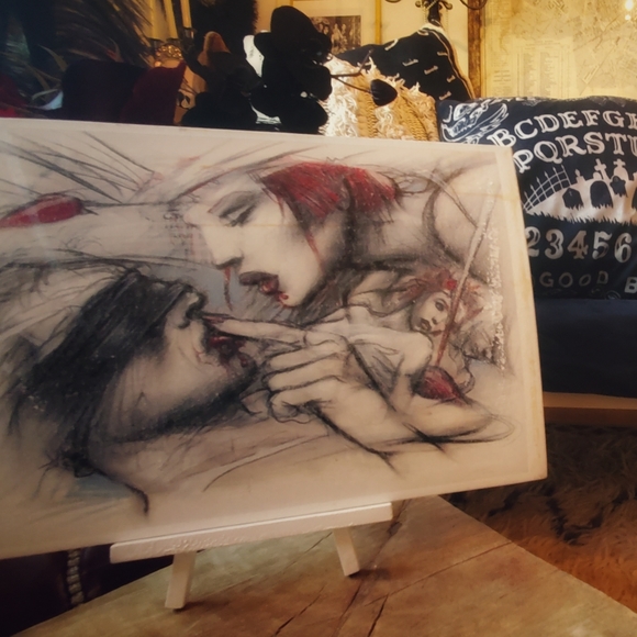 custom gothic art 8x10 inches printed canvas with easel - Picture 2 of 7